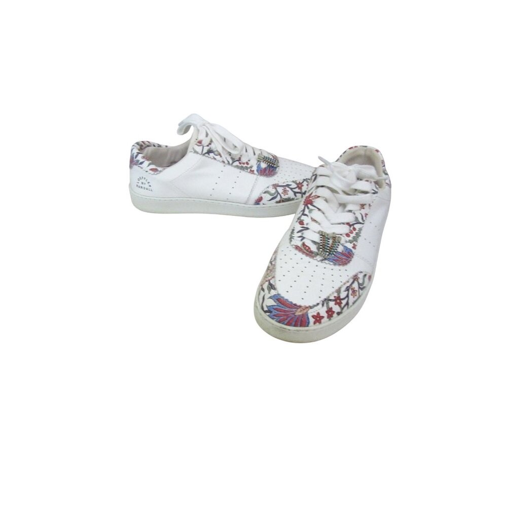 Loeffler Randall Keeley Provincial White Floral Leather Sneakers Size 8.5M